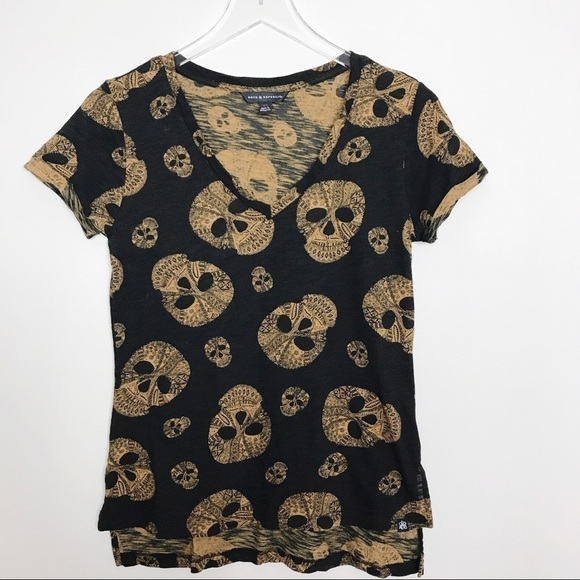 Rock & Republic Burnout T Skulls Cuffed Sleeve XS - Picture 1 of 8